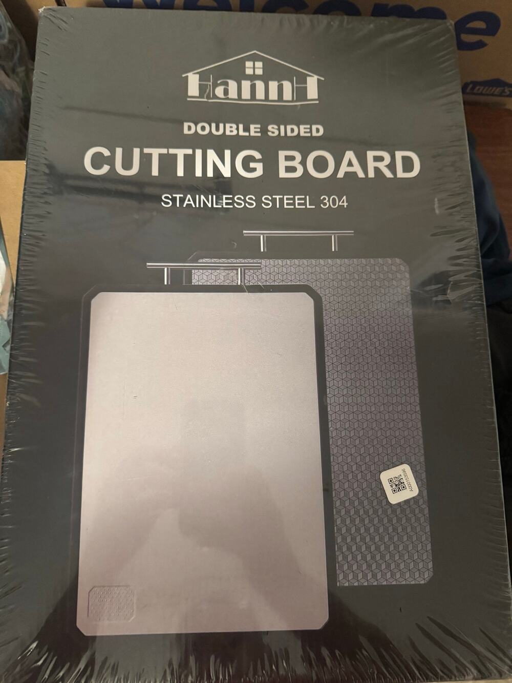 HANNH Stainless Steel 304 Cutting Board Double Sided Wheat Straw NEW Sealed